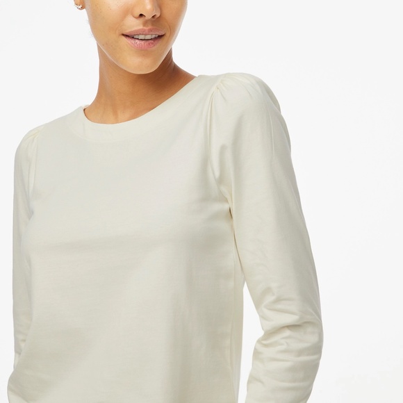 New J.CREW Size L Puff-Sleeve Button-Back Top in Ivory $69 CA965 - Picture 3 of 4